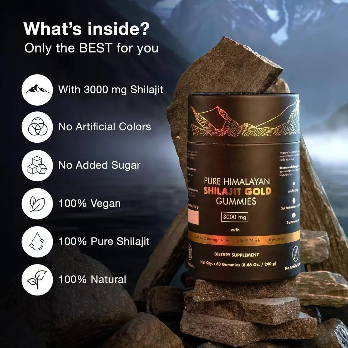 Himalayan Gold Shilajit Gummies- Effortless, Smooth, steady energy
